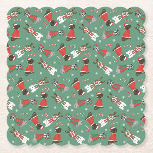 Merry Christmas Great Dane Dogs Paper Coaster