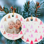 Merry Christmas Great Grandma Pink Gold Photo Ceramic Ornament<br><div class="desc">Personalize this elegant Christmas ornament as a gift for Great Grandma (or whoever you wish) as a keepsake for a new baby or just to share a lovely photo. The template is set up for you to add your favourite photo, your greeting, a name and the year. Your photo is...</div>