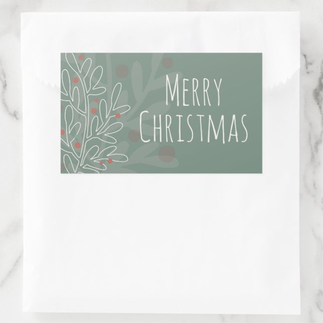 Merry Christmas green abstract mistletoe Sticker (Bag)