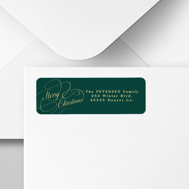 Merry Christmas green and gold return address  (Creator Uploaded)