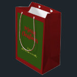 Merry Christmas Green and Red Minimal  Medium Gift Bag<br><div class="desc">Merry Christmas Green and Red Minimal</div>