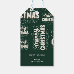 Merry Christmas | Green And White Customizable Gift Tags