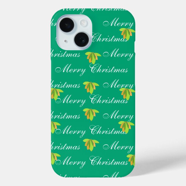 Merry Christmas Green Blue  Floral  Case-Mate iPhone Case (Back)