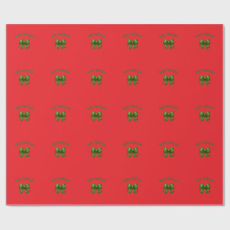 Merry Christmas Green Bow Holiday Wrapping Paper