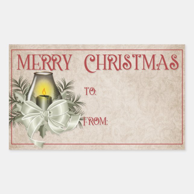 Merry Christmas | Green Candle Sticker (Front)