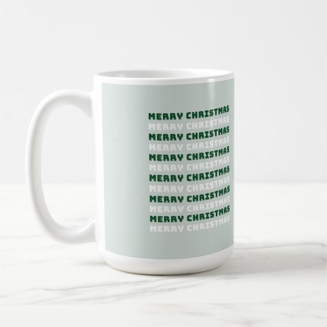 Merry Christmas, Green Christmas Art, Christmas Coffee Mug (Left)