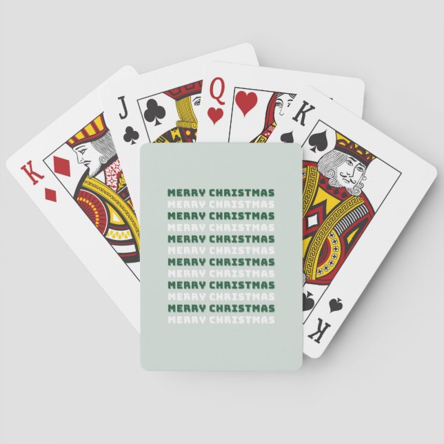 Merry Christmas, Green Christmas Art, Holiday Playing Cards (Back)