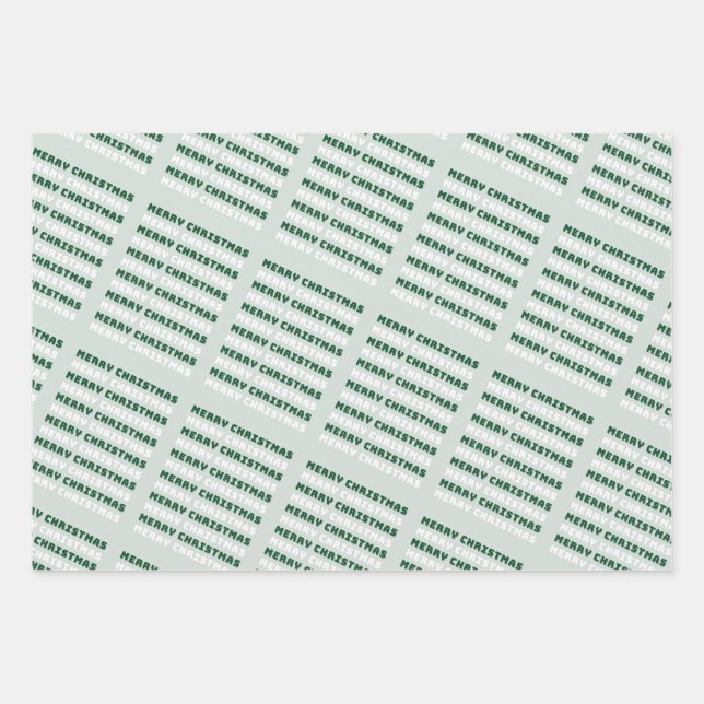 Merry Christmas, Green Christmas Art, Holiday Wrapping Paper Sheet (Front)