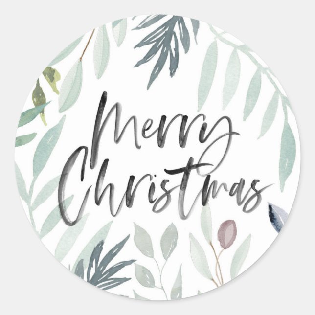 Merry Christmas Green Foliage leafy stickers (Front)
