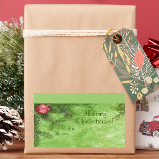 Merry Christmas Green Gift Tag Sticker