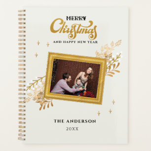 Merry Christmas Green Gold Arch Gift Photo Planner