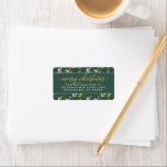 Merry Christmas Green Gold Elegant Script Address Label<br><div class="desc">"Merry Christmas" holiday return address labels feature a watercolor floral pattern of holiday greenery leaves and berries design with modern elegant gold script greeting text and classic return address text that can be personalized with your family name and home address. Includes a classic dark hunter green background colour.</div>