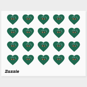 Merry Christmas Green Heart Sticker