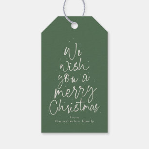 Merry Christmas green houndstooth personalized Gift Tags