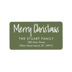 Merry Christmas Green Modern Return Address Label