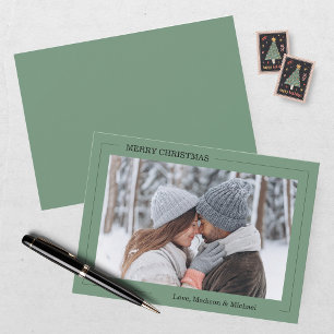 Merry Christmas Green Photo Card
