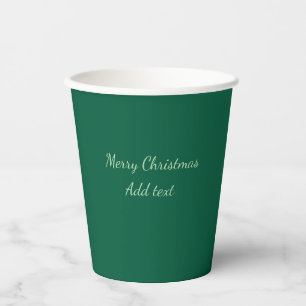 Merry Christmas green plain background holiday Paper Cups