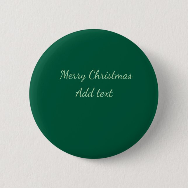 Merry Christmas green plain solo background holida 2 Inch Round Button (Front)
