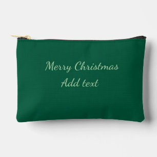 Merry Christmas green plain solo background holida Accessory Pouch