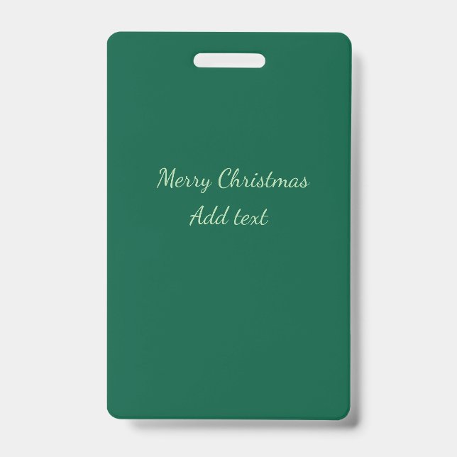 Merry Christmas green plain solo background holida Badge (Front)