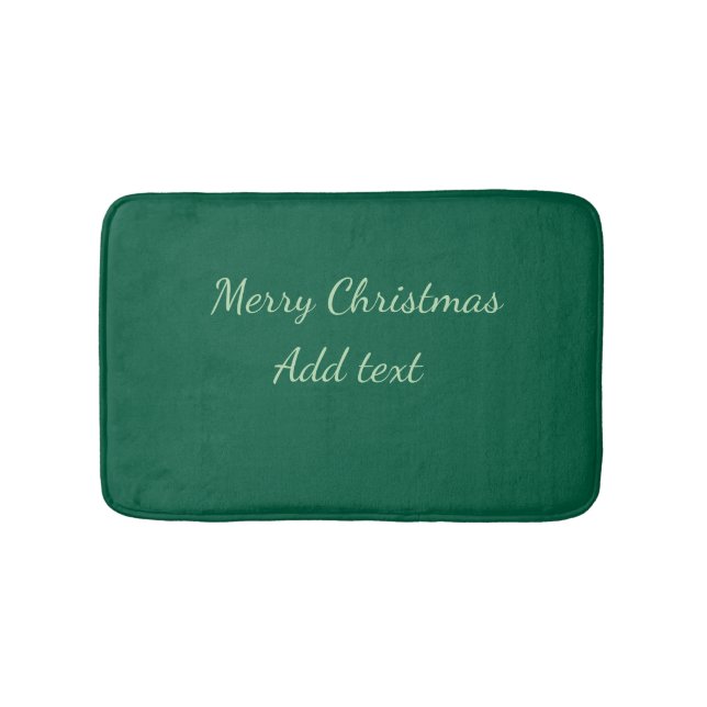 Merry Christmas green plain solo background holida Bath Mat (Front)