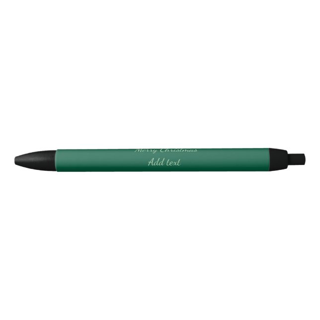 Merry Christmas green plain solo background holida Black Ink Pen (Front)
