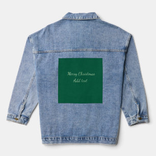 Merry Christmas green plain solo background holida Denim Jacket