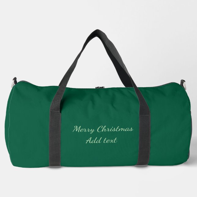 Merry Christmas green plain solo background holida Duffle Bag (Front)