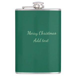Merry Christmas green plain solo background holida Hip Flask