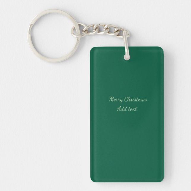 Merry Christmas green plain solo background holida Keychain (Front)
