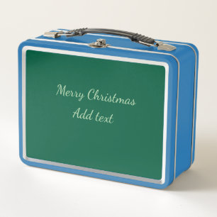 Merry Christmas green plain solo background holida Metal Lunch Box