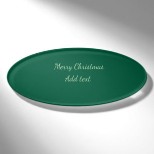 Merry Christmas green plain solo background holida Name Tag