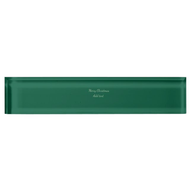 Merry Christmas green plain solo background holida Nameplate (Front)