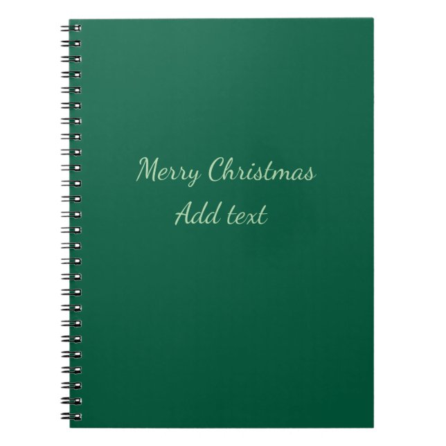 Merry Christmas green plain solo background holida Notebook (Front)