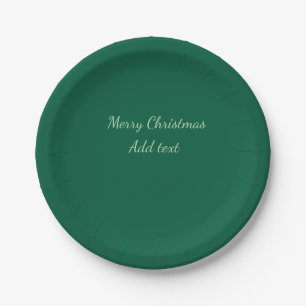 Merry Christmas green plain solo background holida Paper Plate