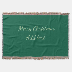Merry Christmas green plain solo background holida Throw Blanket