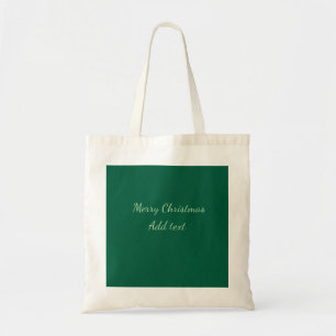 Merry Christmas green plain solo background holida Tote Bag