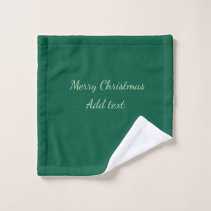 Merry Christmas green plain solo background holida Wash Cloth