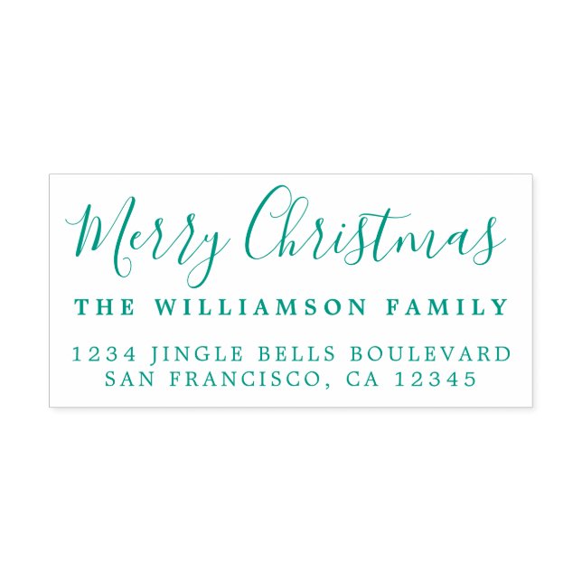 Merry Christmas Green Return Address Self-inking Stamp (Design)