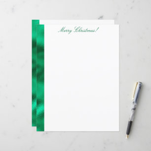 Merry Christmas Green Satin Metallic Stationary