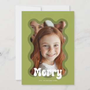 Merry Christmas Green Scallop Holiday Design Card