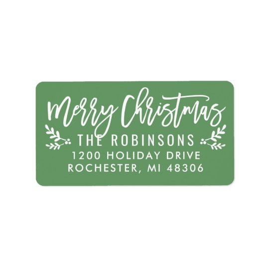 Merry Christmas | Green Script Address Labels