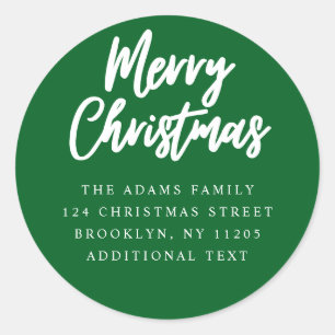 Merry Christmas green script Return Addrress label