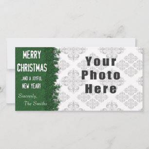 Merry Christmas Green Snowflake Holiday Card