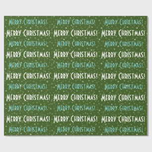 Merry Christmas Green Stars Wrapping Paper