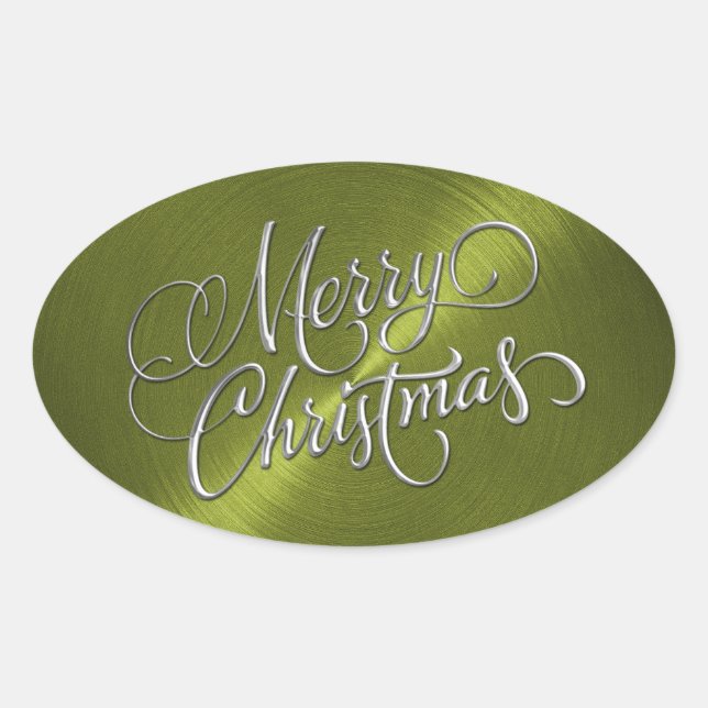 Merry Christmas Green Sticker Embossed Look (Front)