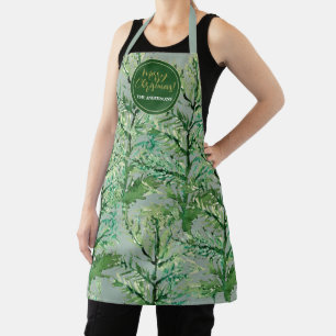 Merry Christmas Green Tree personalized Apron