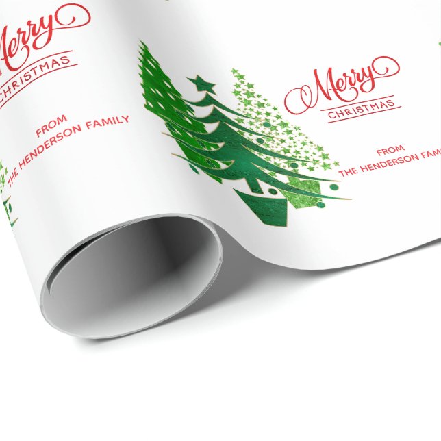 Merry Christmas, Green Trees Wrapping Paper (Roll Corner)