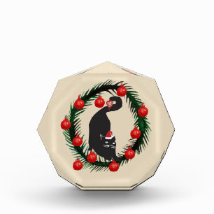 Merry Christmas, Green Twigs Cat Photo Block