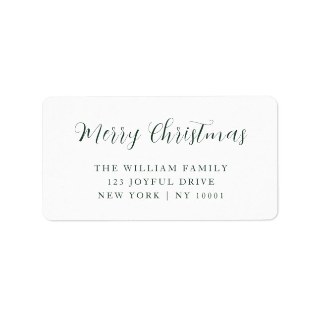 Merry Christmas Green Typography Return Address Label (Front)